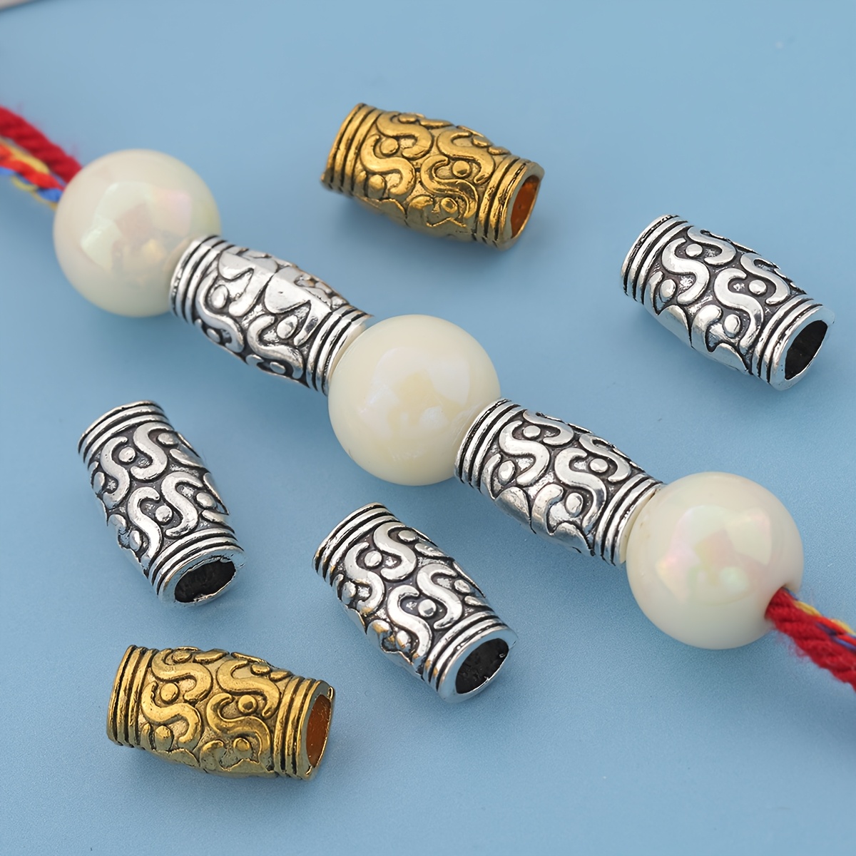 60pcs Tibetan Drum Spacer Beads for DIY Jewellery Making